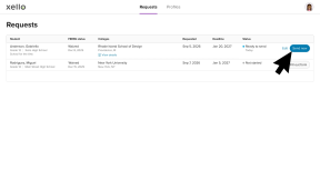 Click to enlarge Requests page for an external referrer. A form has been completed and is ready to send. The cursor is clicking Send now